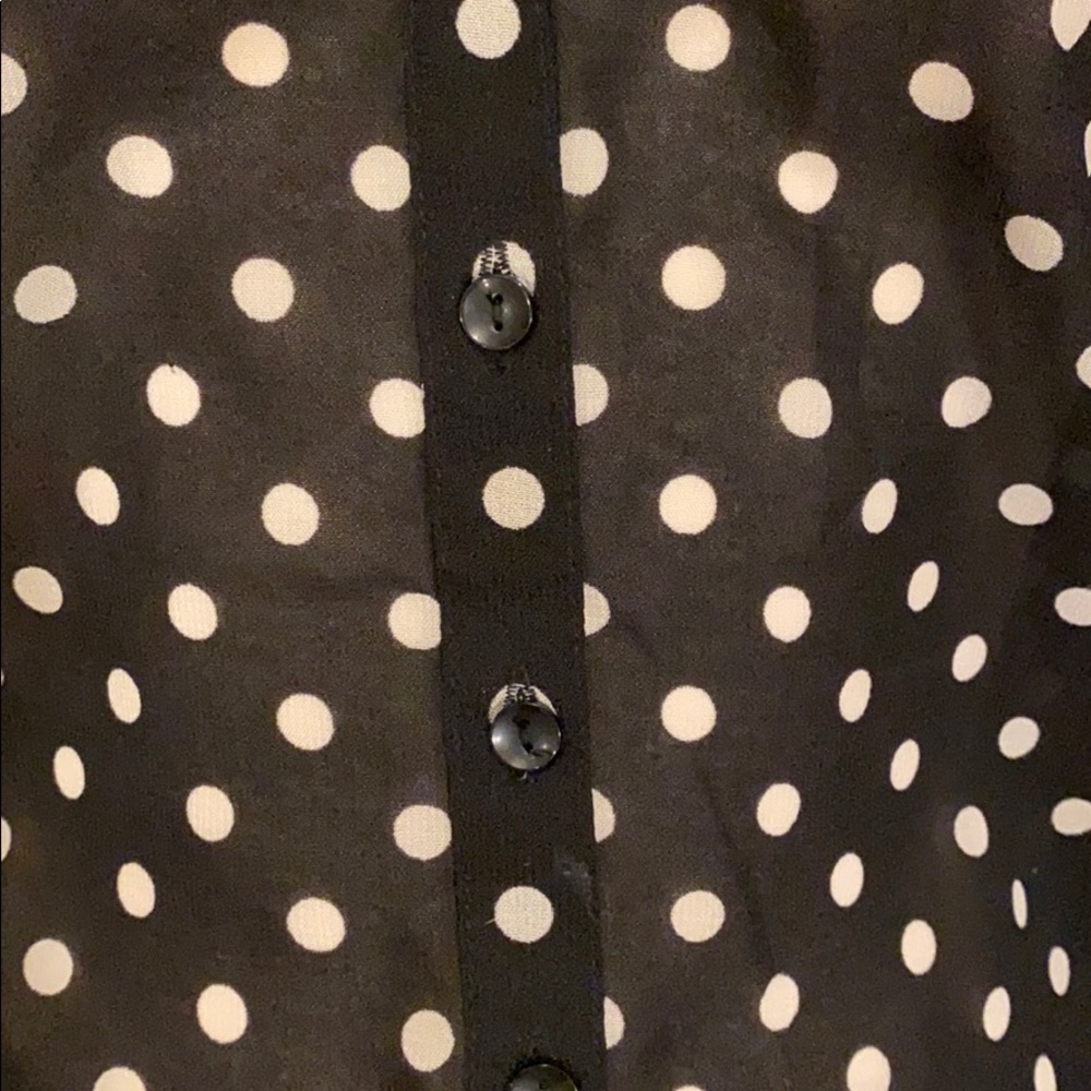 H & M POKA DOT BLOUSE BUTTON FRONT - Picture 4 of 13